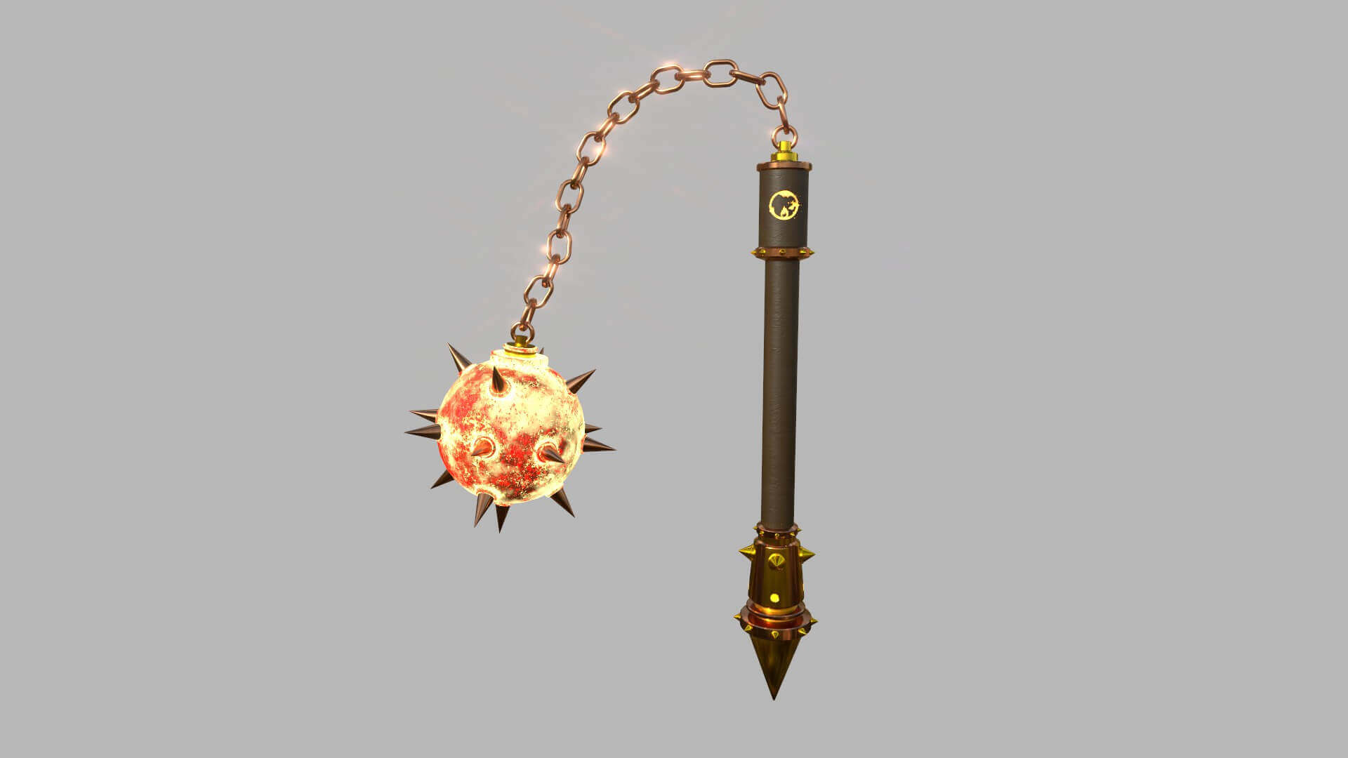 Medieval Flail Mace 06 Fire 3D Model by gsommer