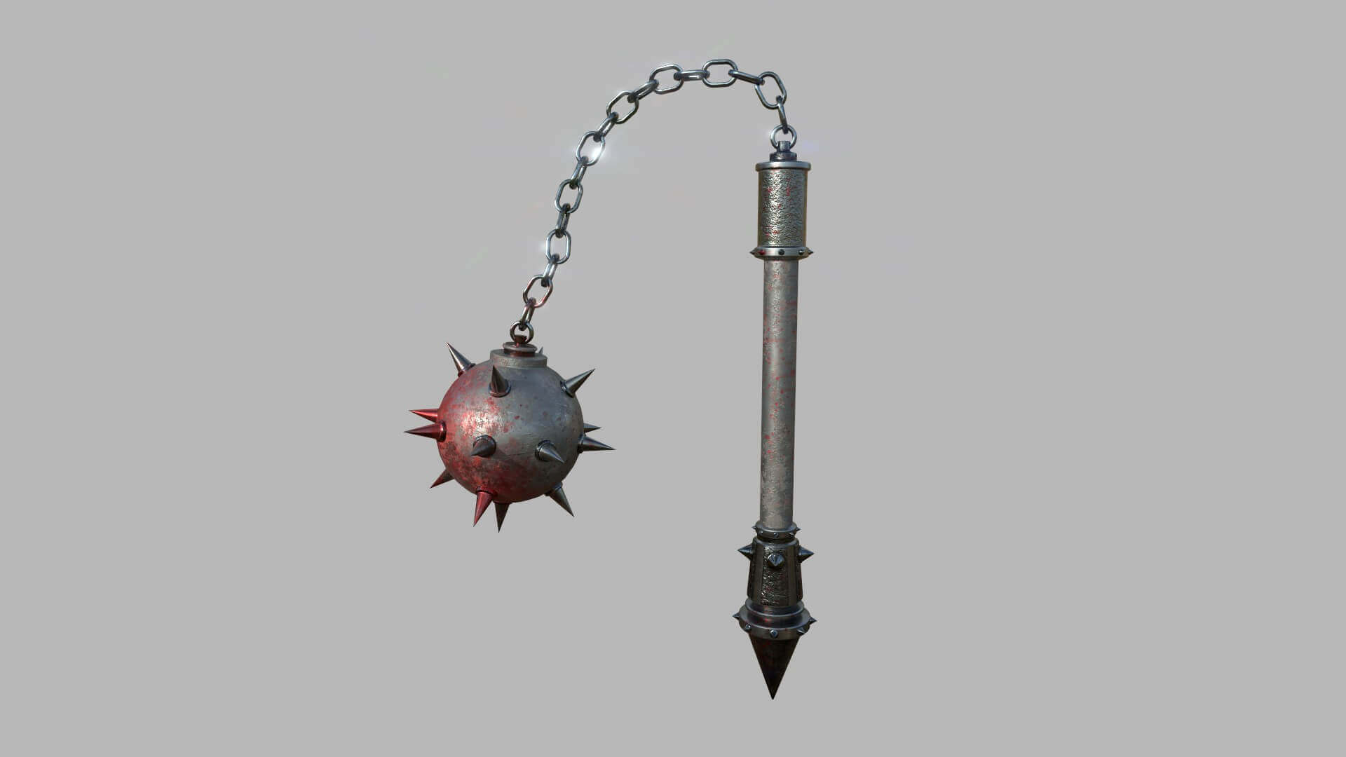 Medieval Flail Mace 07 Blood Steel 3D Model by gsommer
