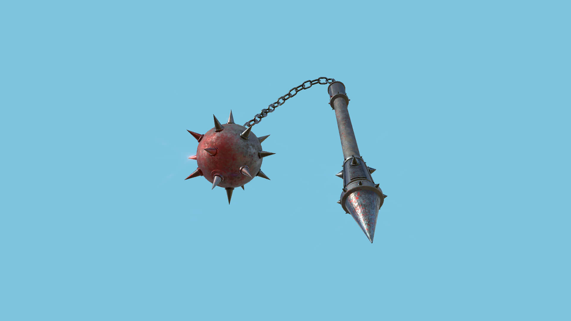 Medieval Flail Mace 07 Blood Steel 3D Model by gsommer