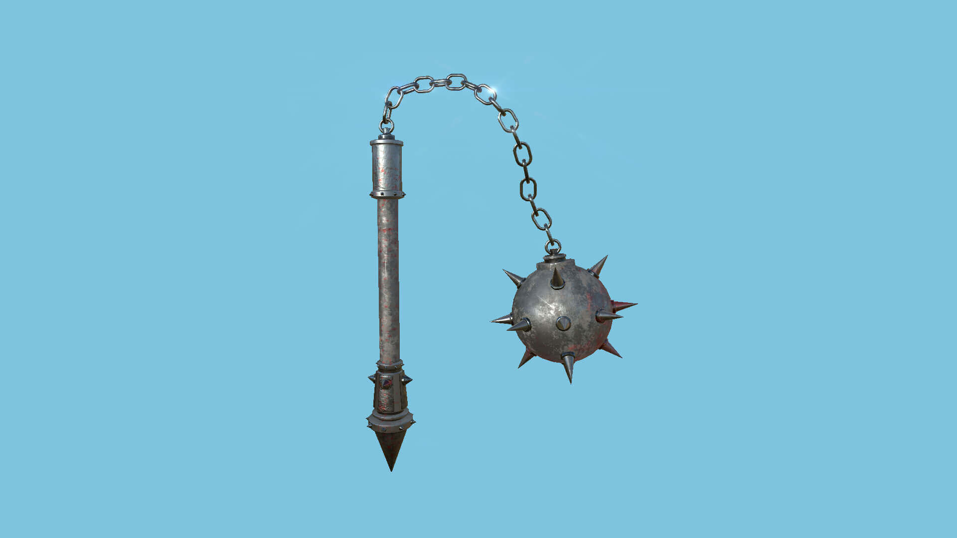 Medieval Flail Mace 07 Blood Steel 3D Model by gsommer