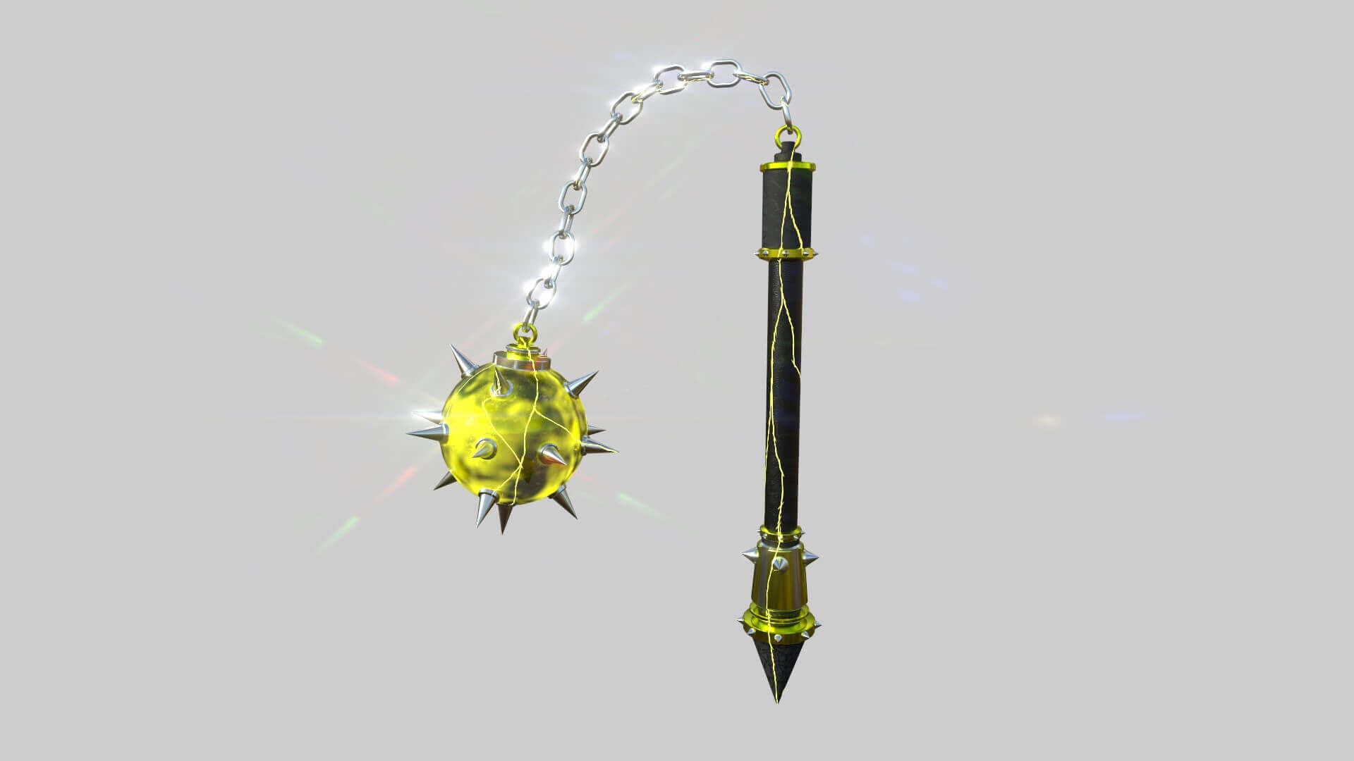 Medieval Flail Mace 10 Thunder Elemental 3D Model by gsommer