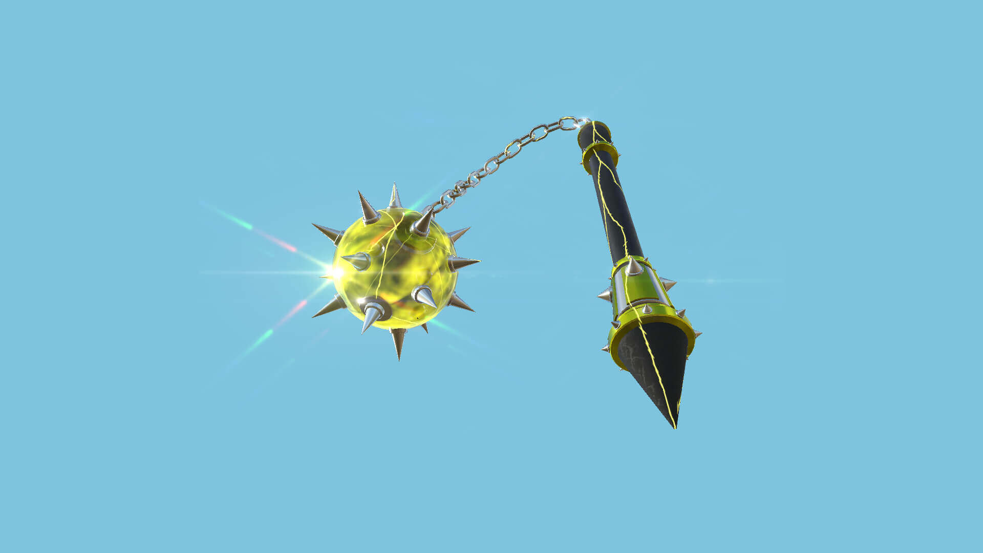 Medieval Flail Mace 10 Thunder Elemental 3D Model by gsommer