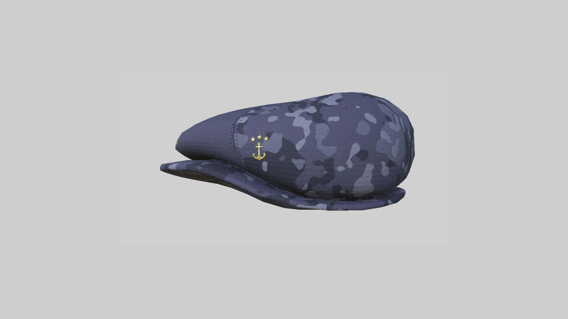 Newsboy Hat 05 Blue Camouflage 3D Model by gsommer