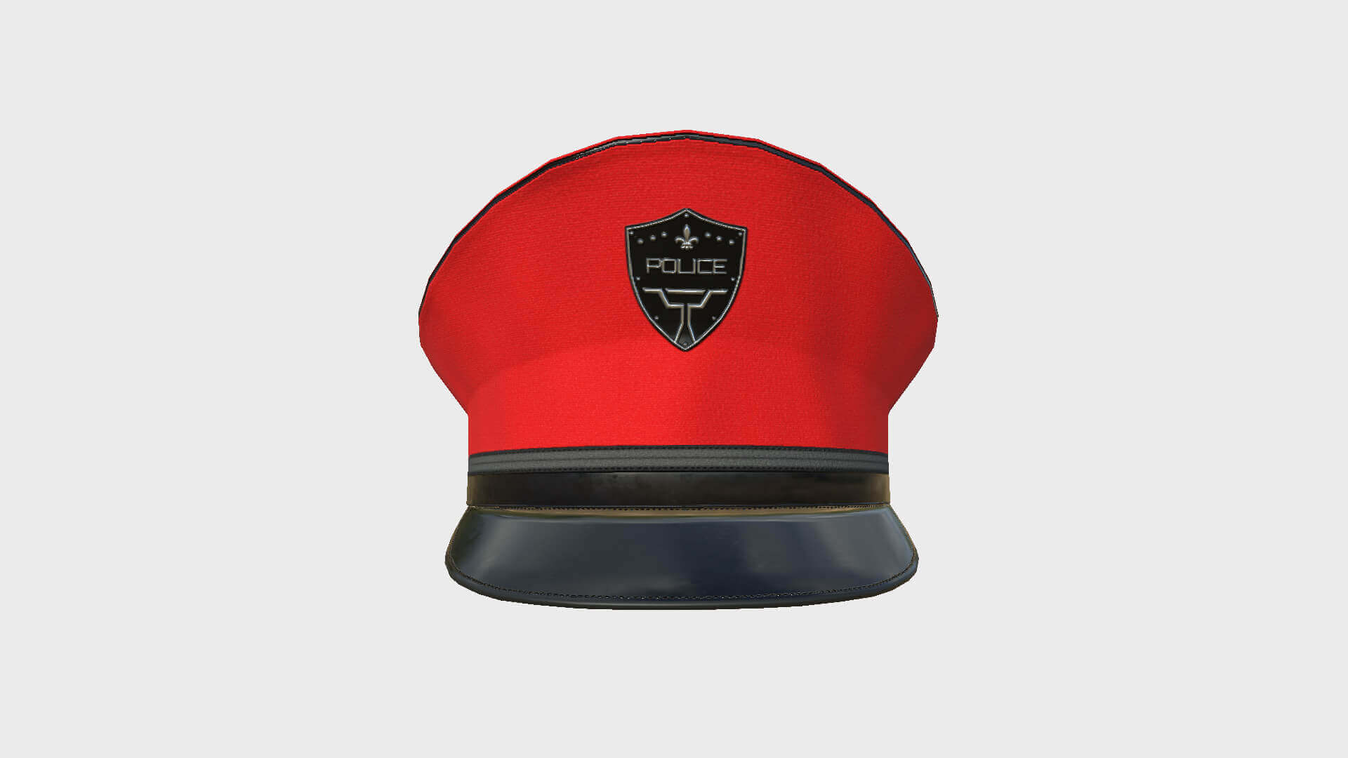 Police Cap 02 - Red 3D Model by gsommer