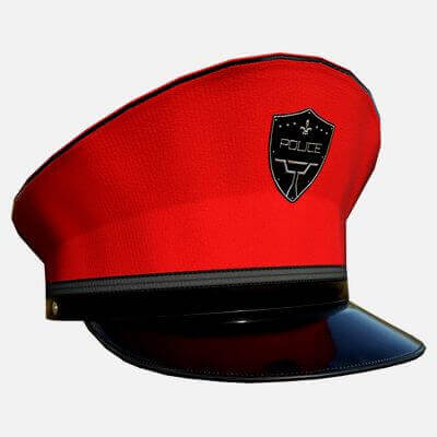 Police Cap 02 - Red 3D Model by gsommer
