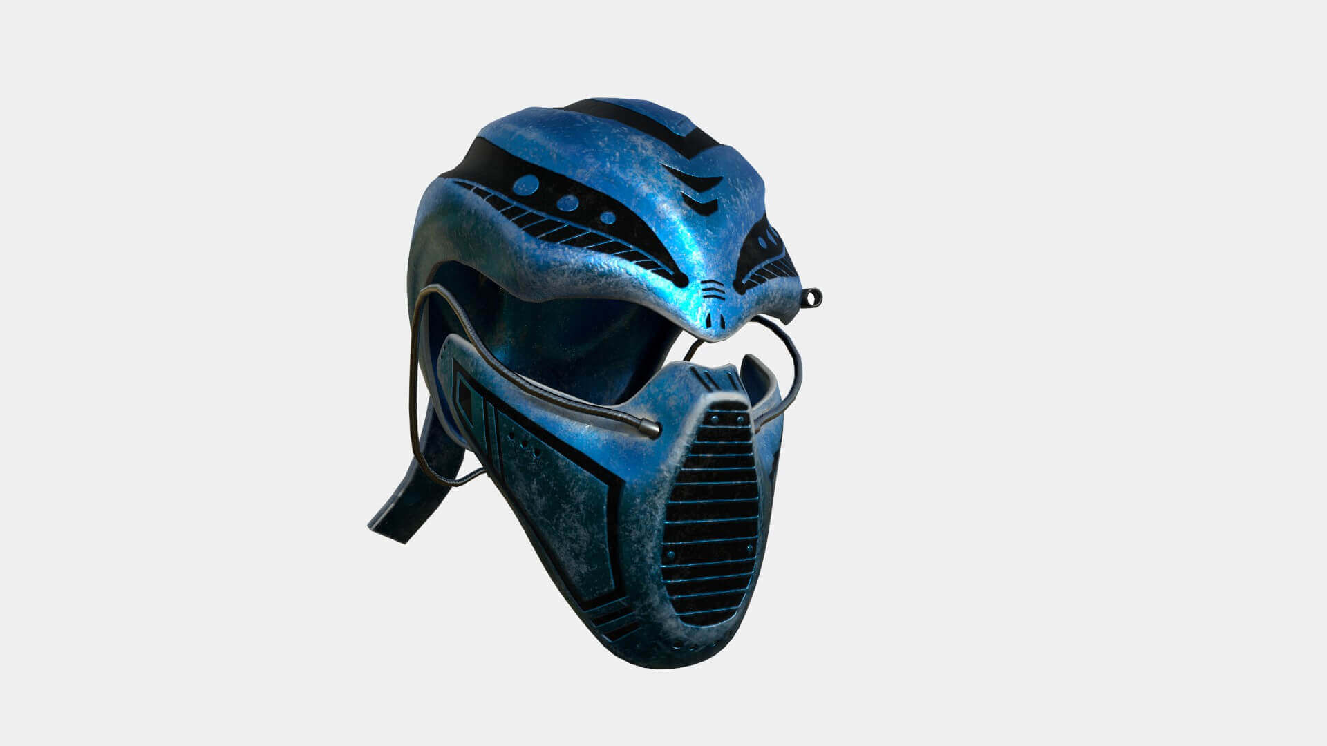 SciFi Ninja Mask A 07 Blue Metal 3D Model by gsommer