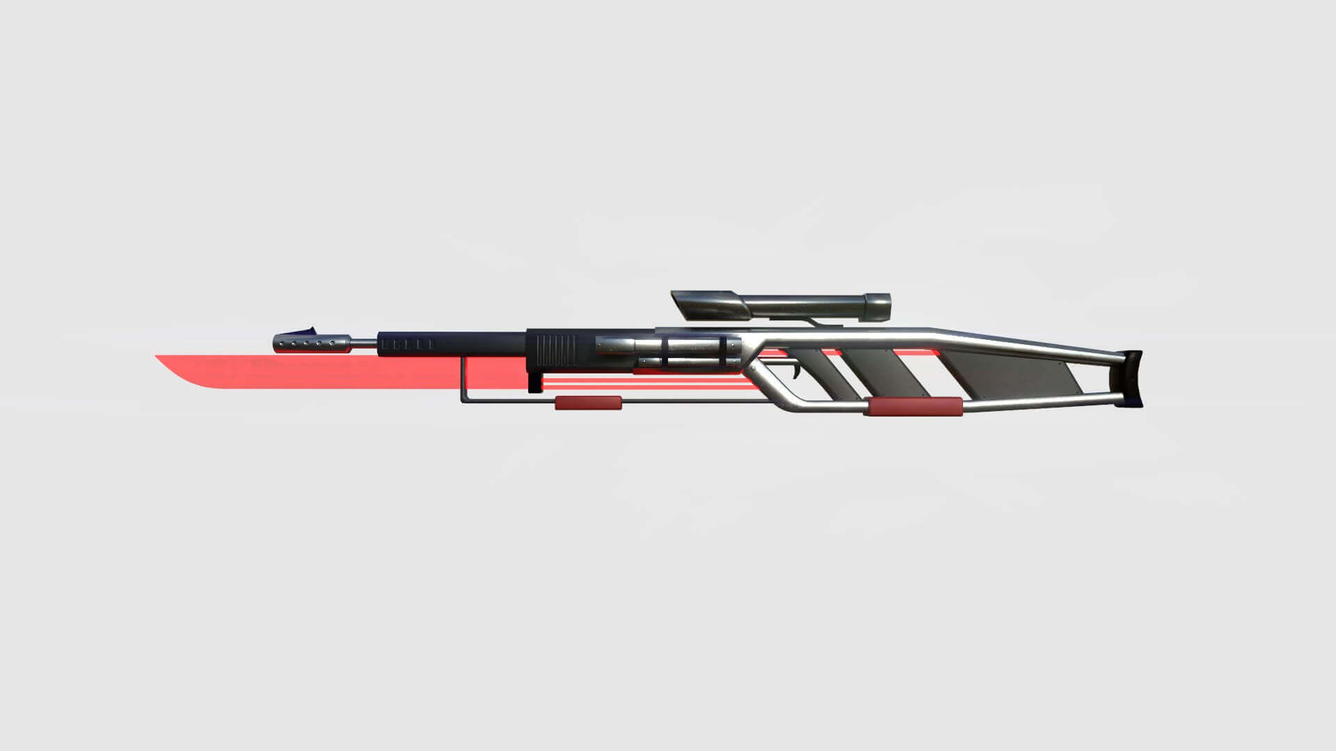 SciFi Sniper Gunblade 04 Metal Red 3D Model by gsommer