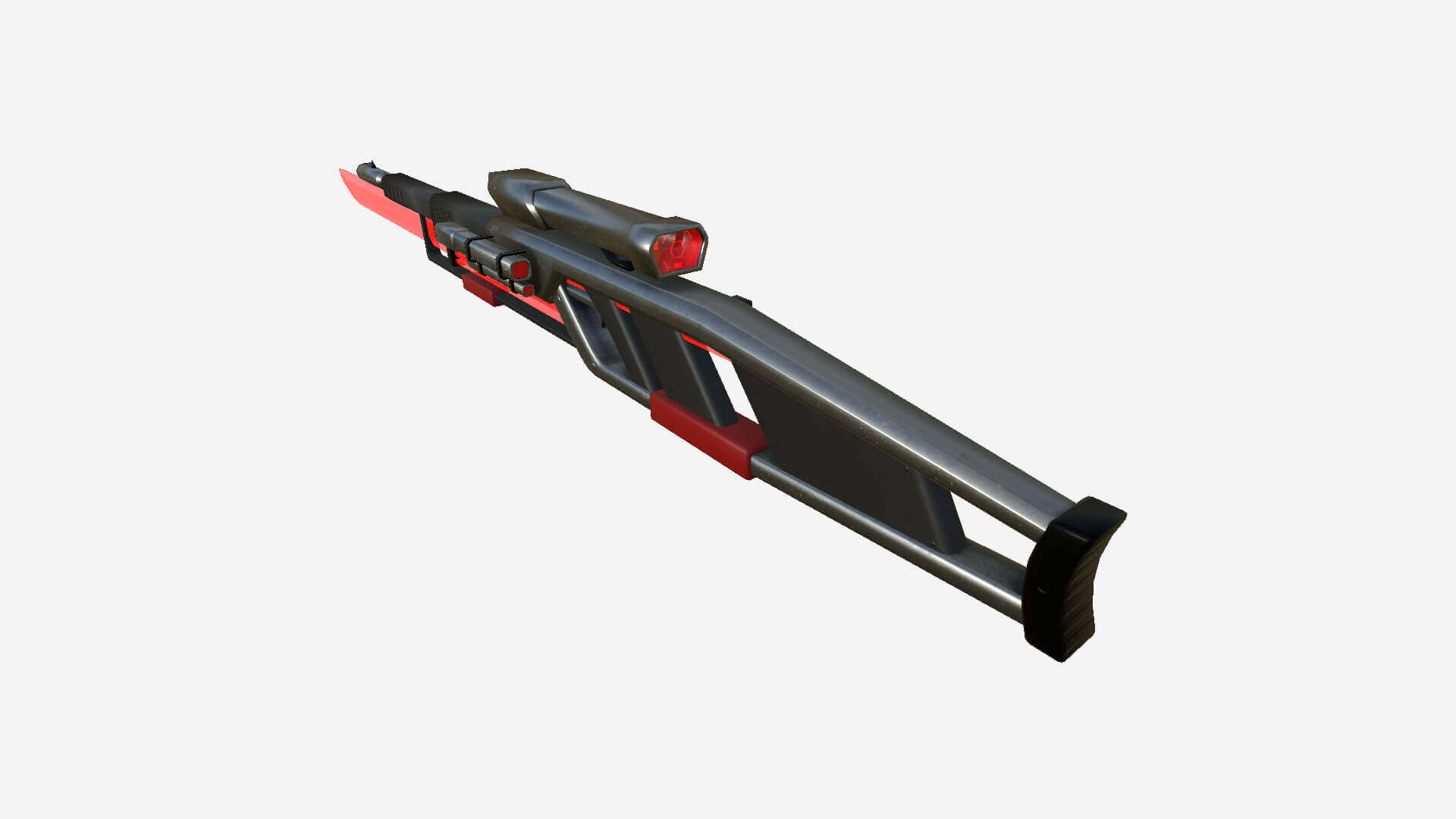 SciFi Sniper Gunblade 04 Metal Red 3D Model by gsommer
