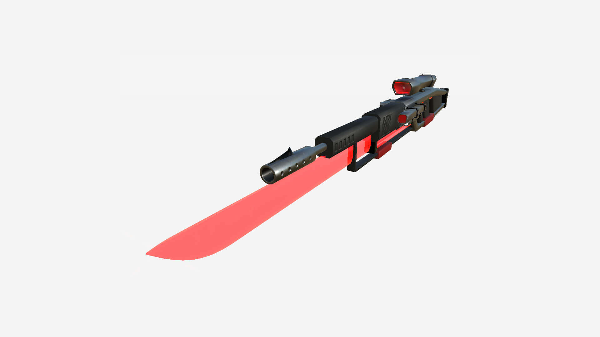 SciFi Sniper Gunblade 04 Metal Red 3D Model by gsommer