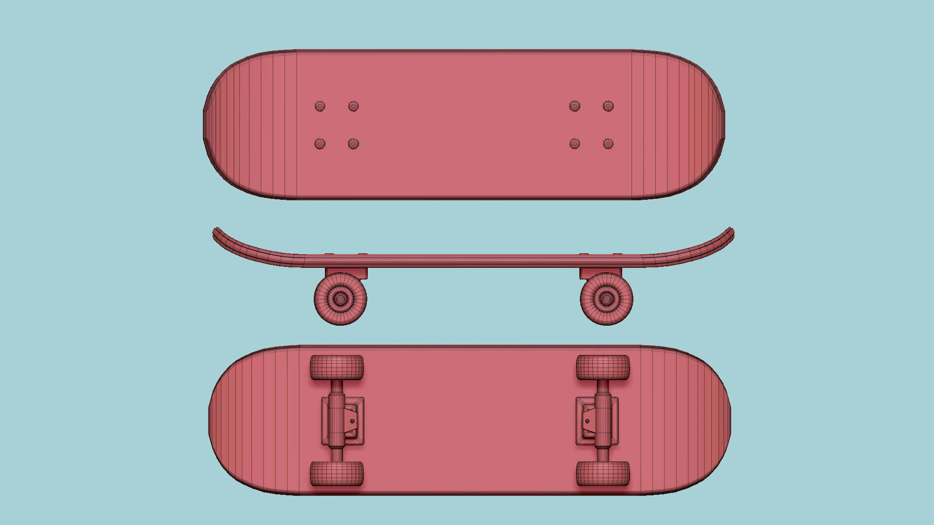 Skateboard 07 Green 3D Model by gsommer