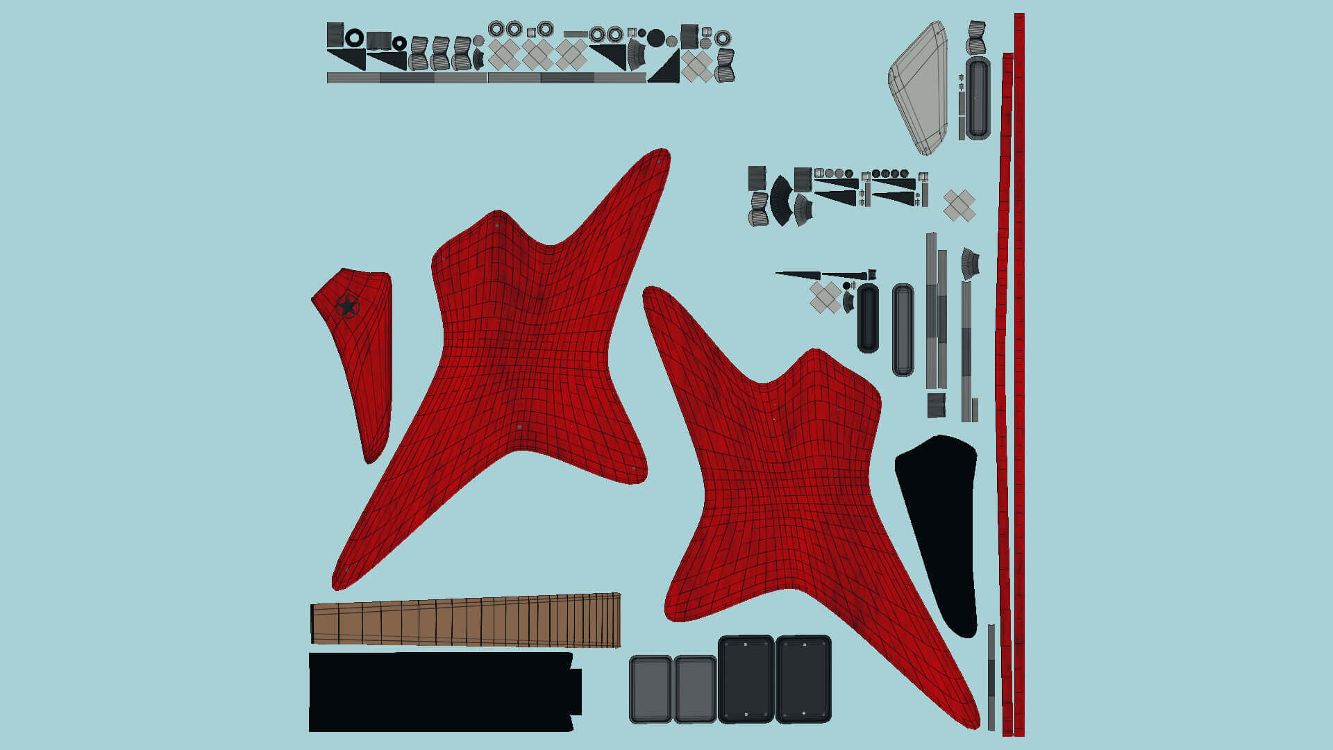 Star Electric Guitar 01 Red 3D Model by gsommer