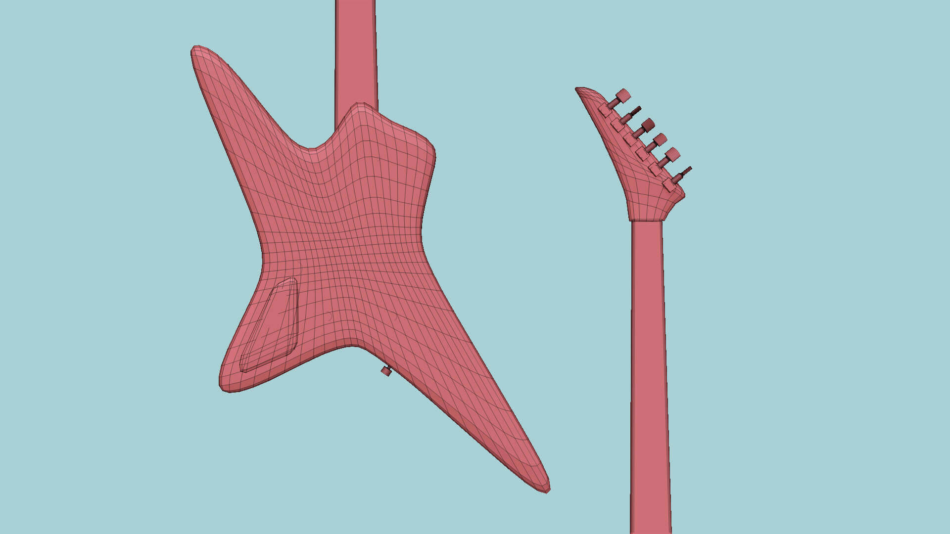 Star Electric Guitar 01 Red 3D Model by gsommer