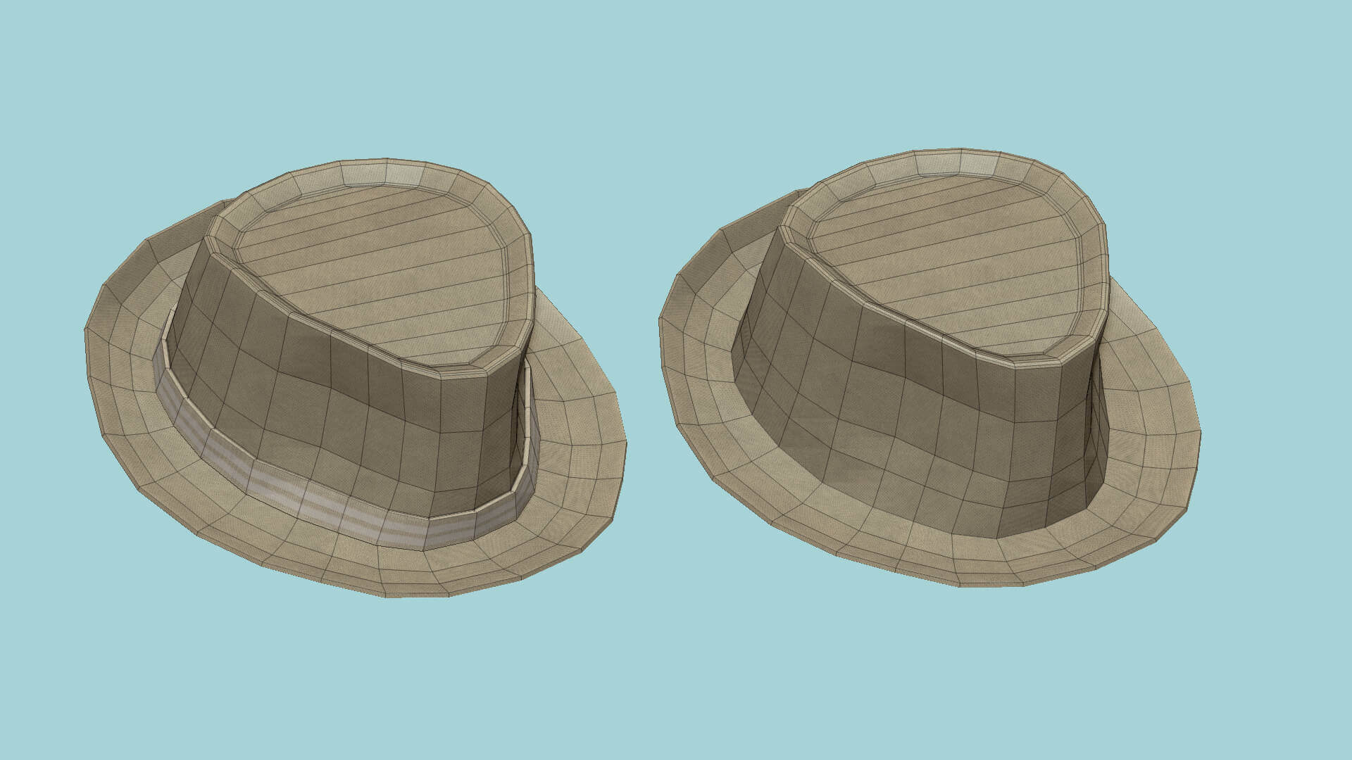 Trilby Hat 15 - Beige White 3D Model by gsommer