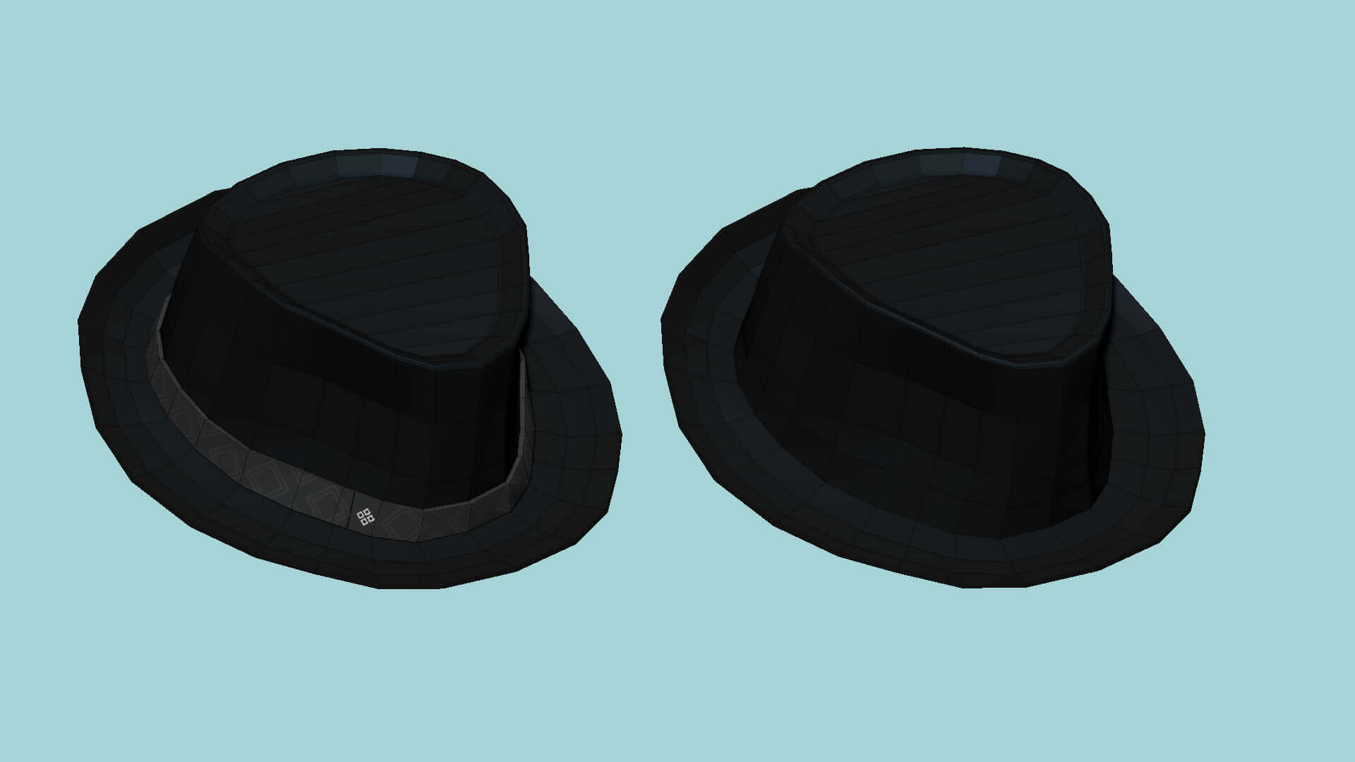 Trilby Hat 18 - Black Leather 3D Model by gsommer