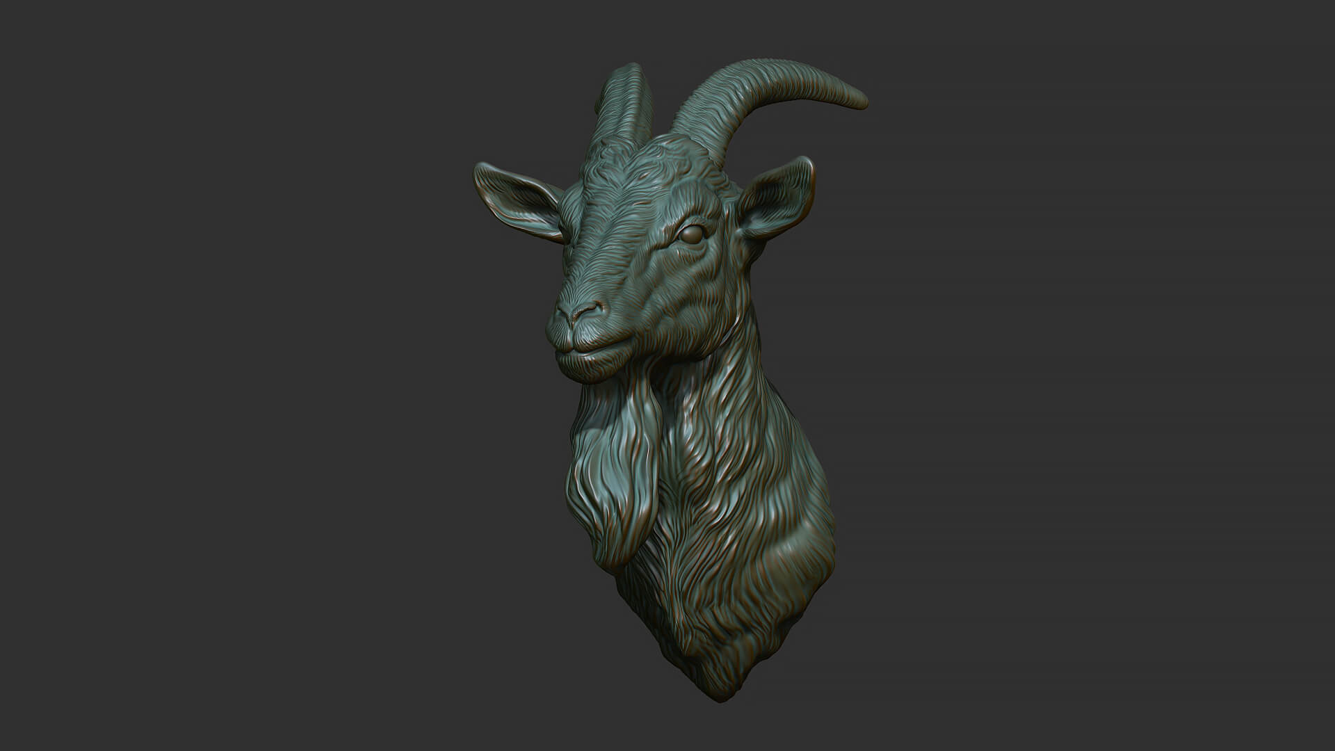 Goat Head Bust 3D Model by guninnik81