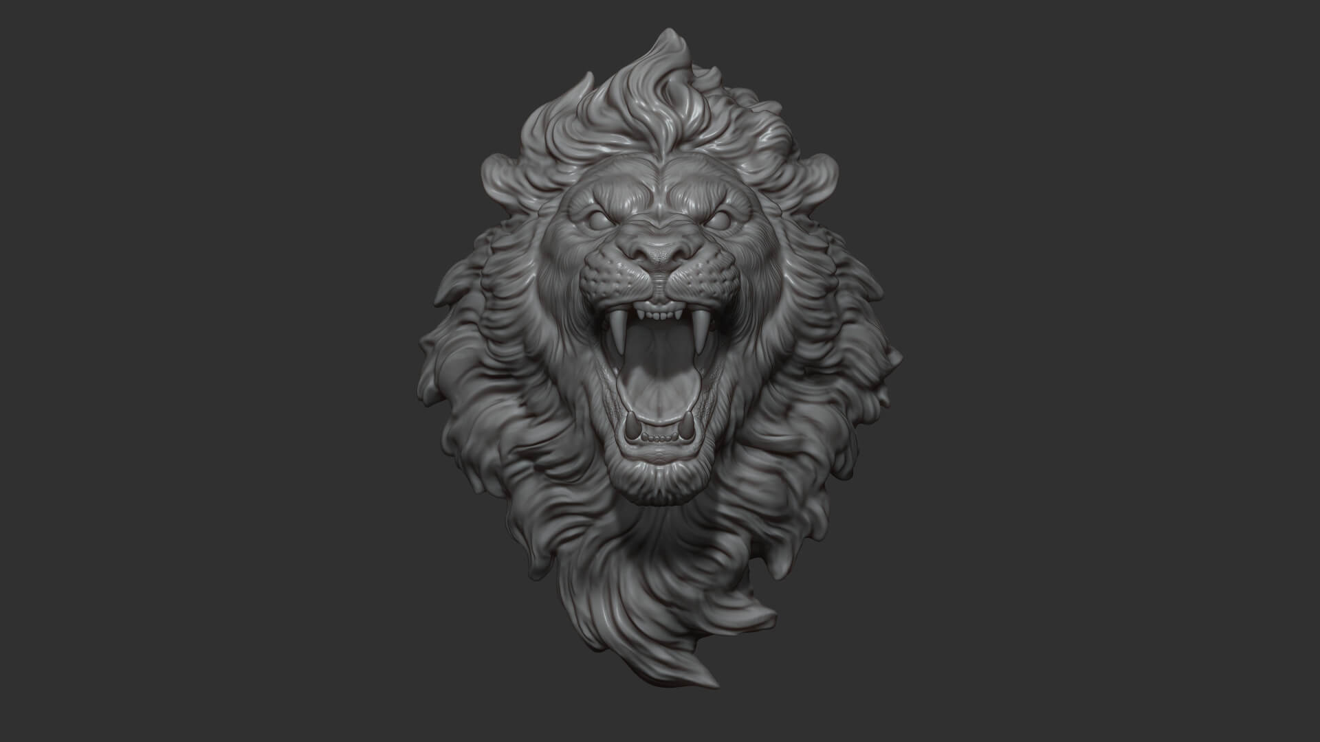 Lion With an Open Mouth - 3D Model by guninnik81