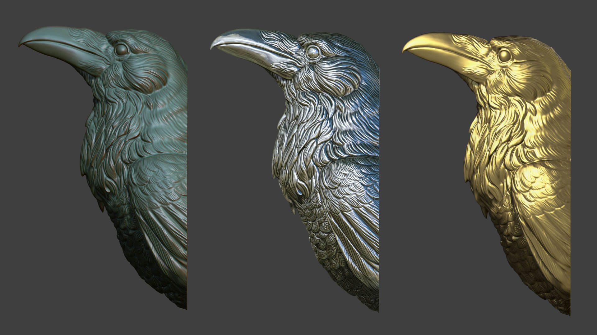 Raven Head Bust 3D Print Model by guninnik81