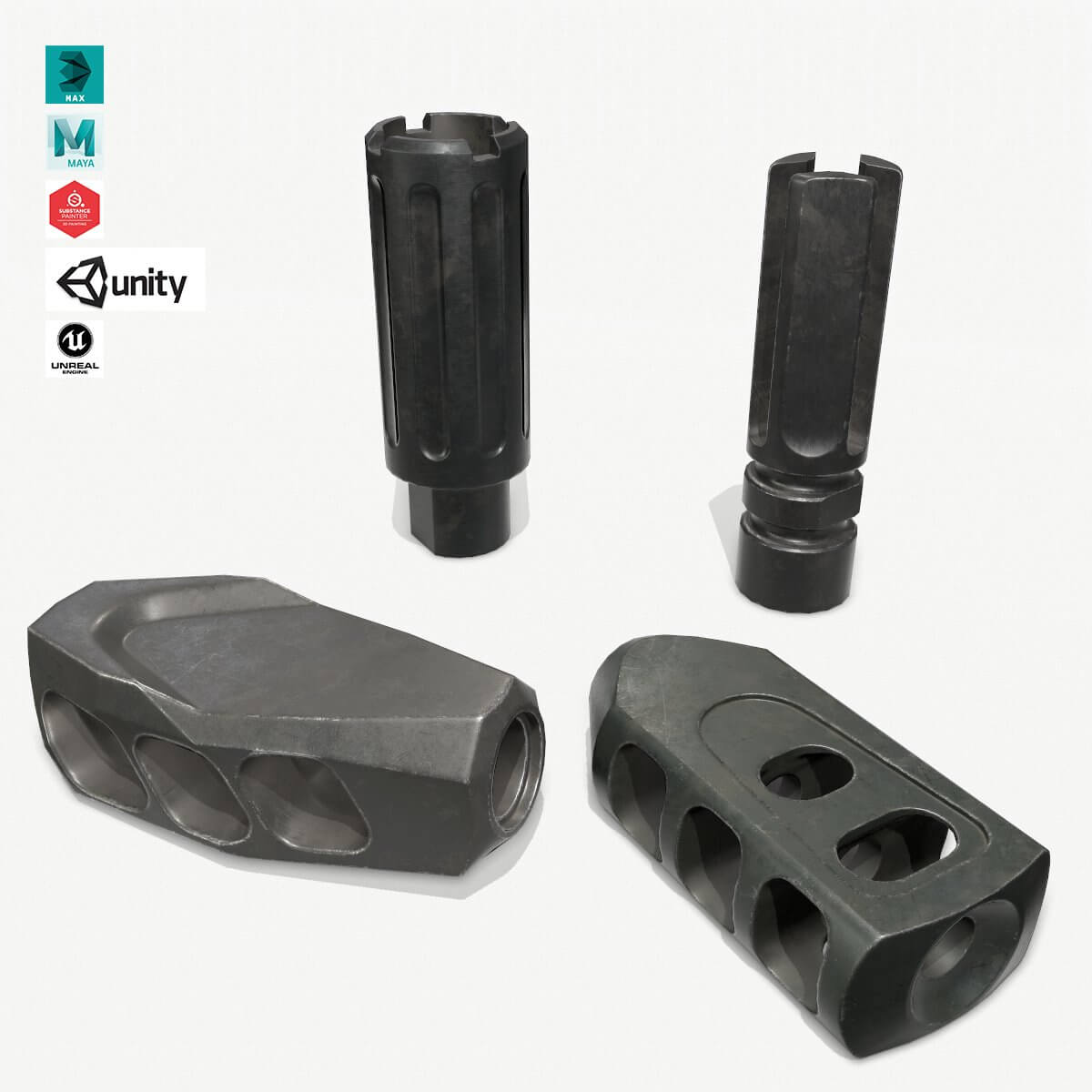 Muzzle Brake Pack Vol-2 3D Model by GunsNTanks