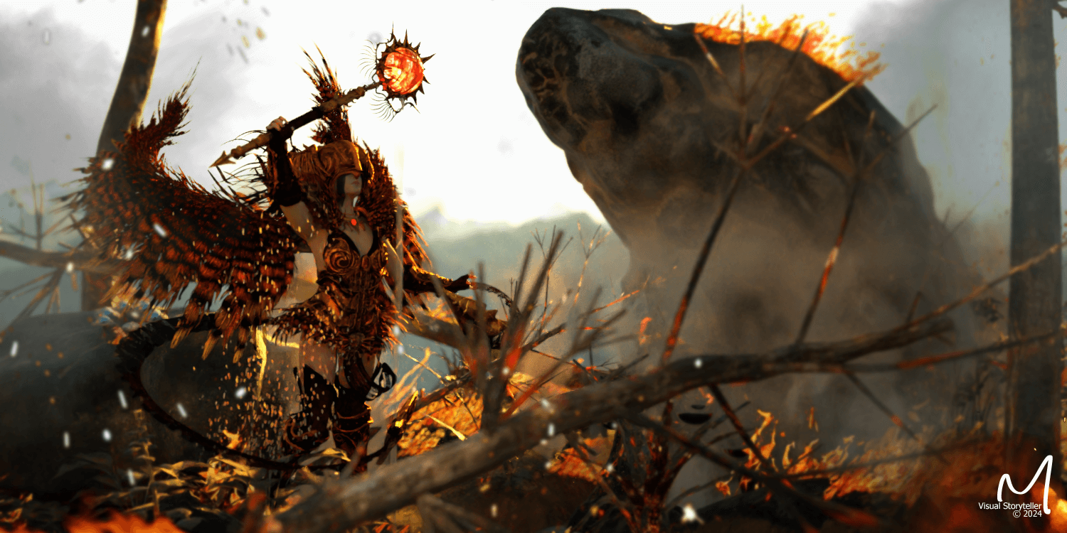 Catching fire 3D Render, Digital Art by gwasanee