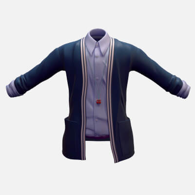 Cardigan With Blue Button-Down Shirt 3D Model by H3afDya
