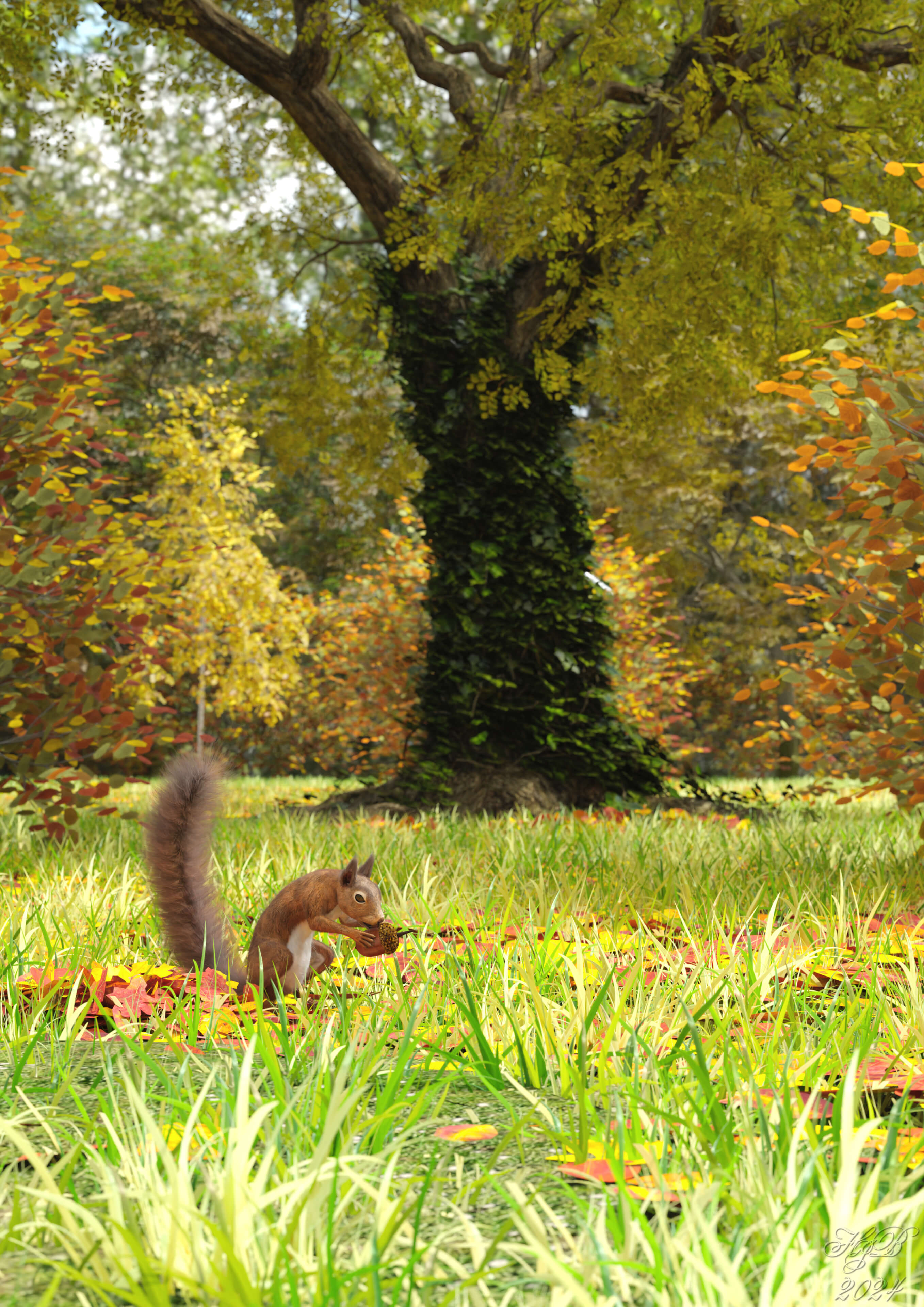 Autumn Is Coming 3D Render, Digital Art by Hajoba