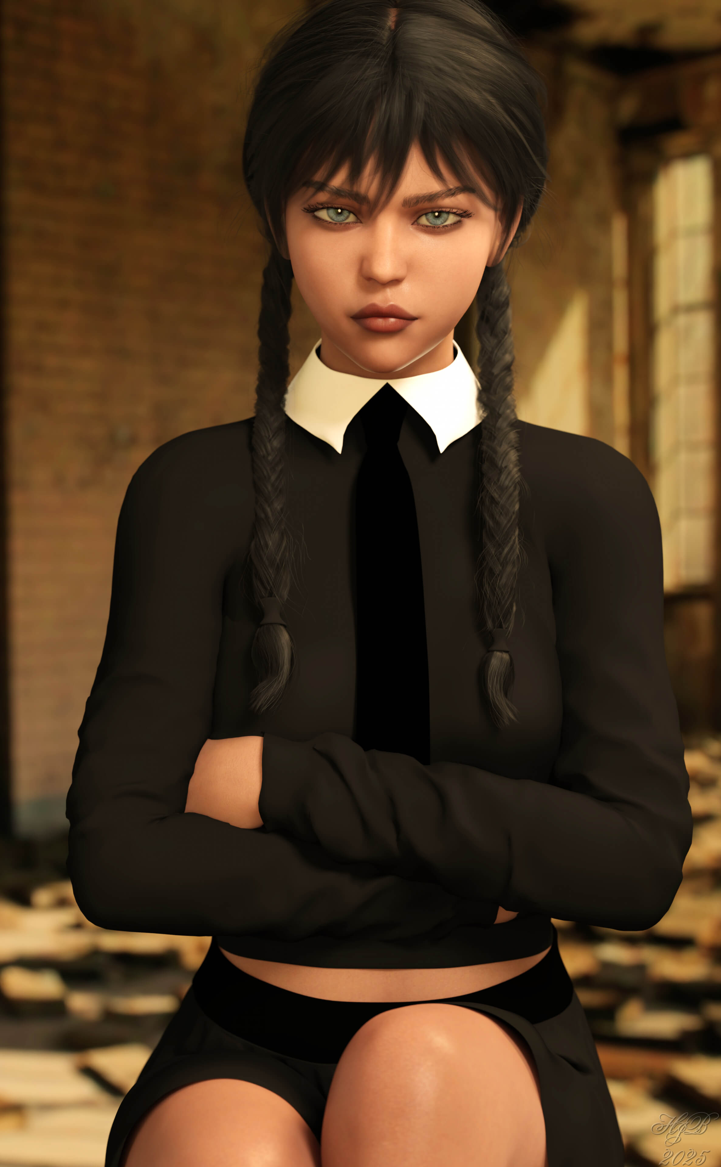 Cosplay Wednesday 3D Render, Digital Art by Hajoba