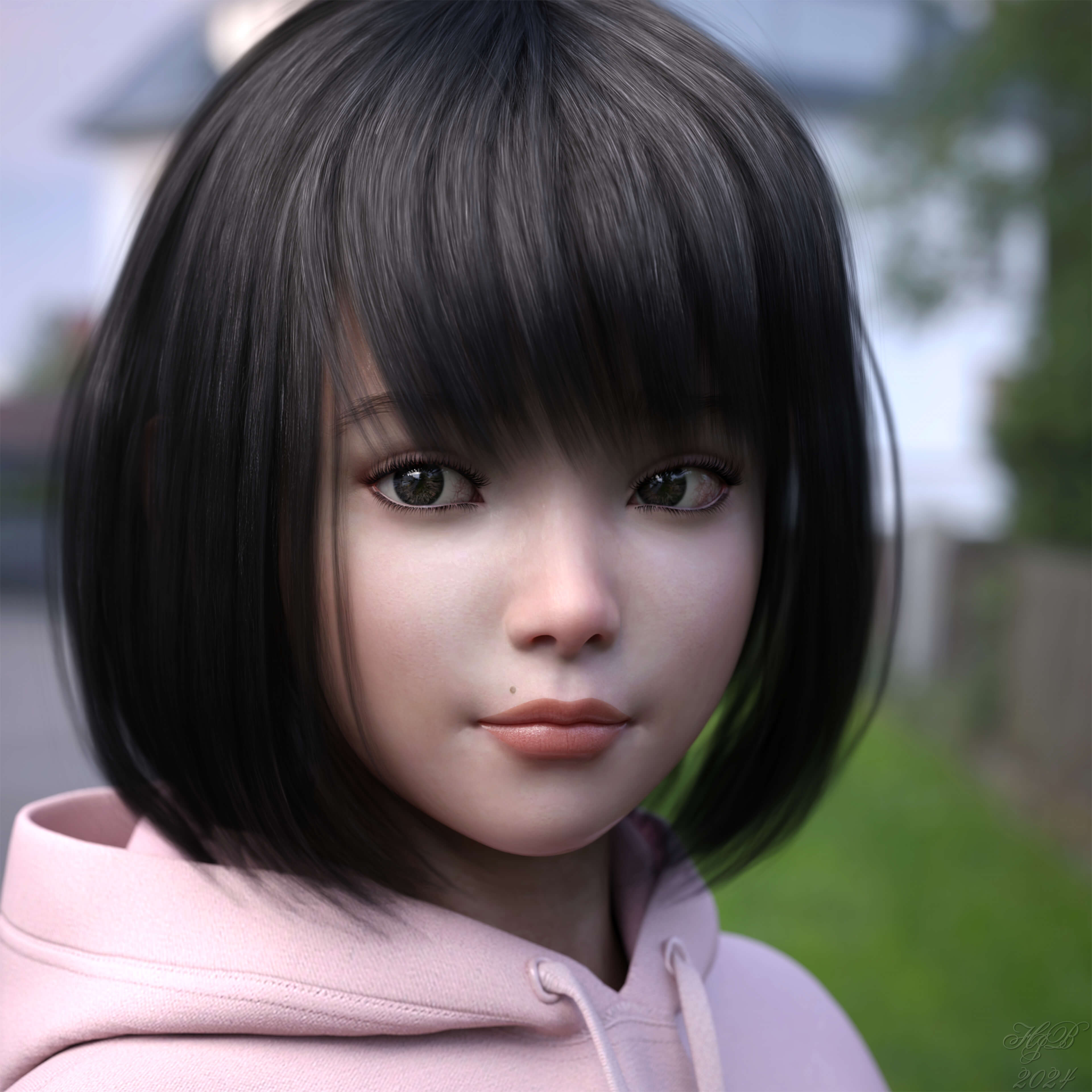 Cute Girl 6 3D Render, Digital Art by Hajoba