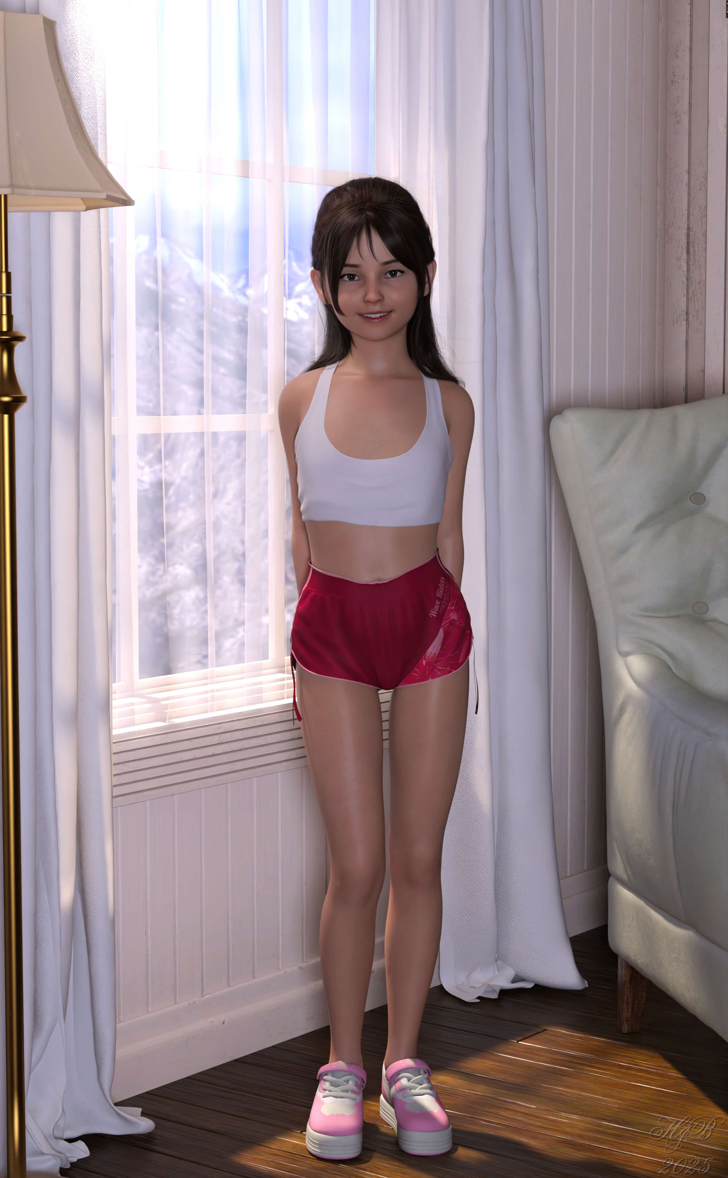 Girl by the Window 3D Render, Digital Art by Hajoba