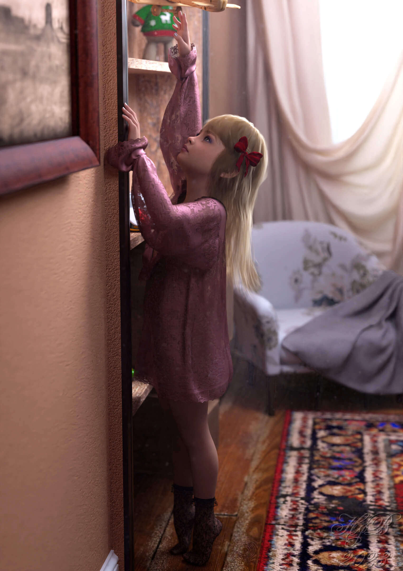 Little Girl Wants Some 3D Render, Digital Art by Hajoba