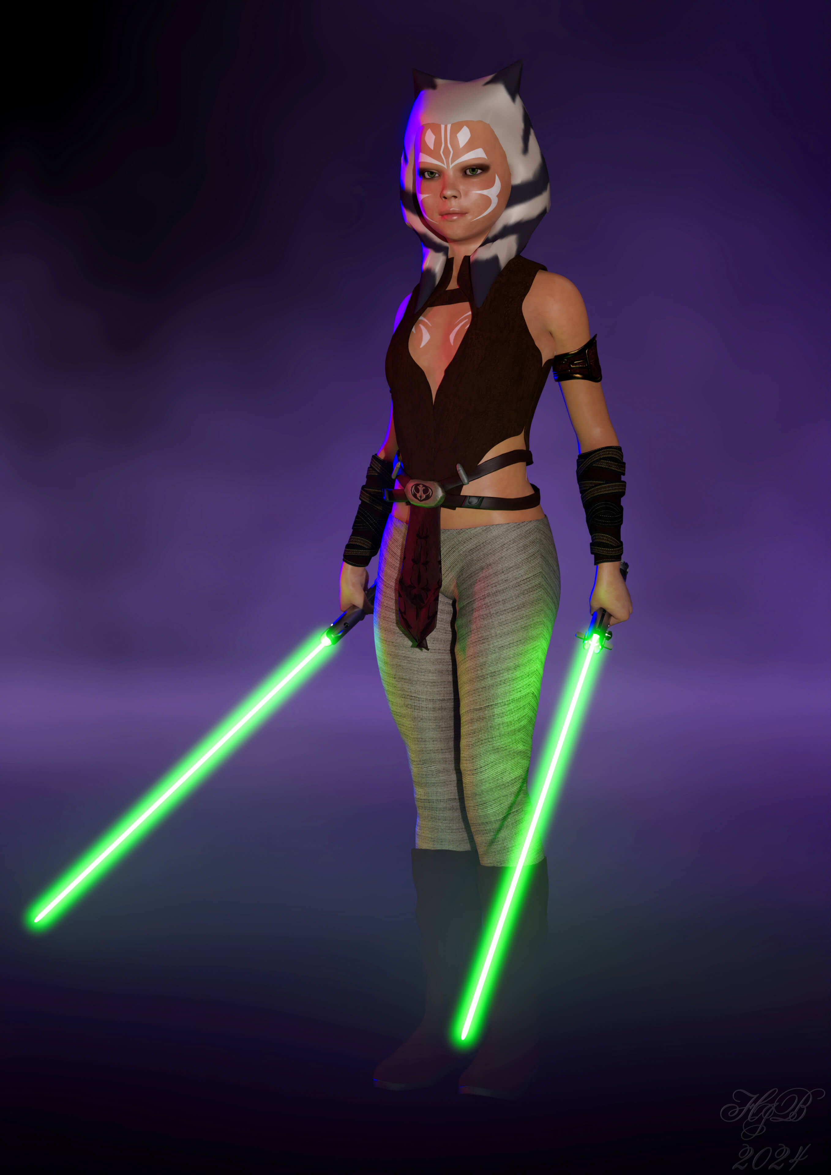 Young Ahsoka 3D Render, Digital Art by Hajoba