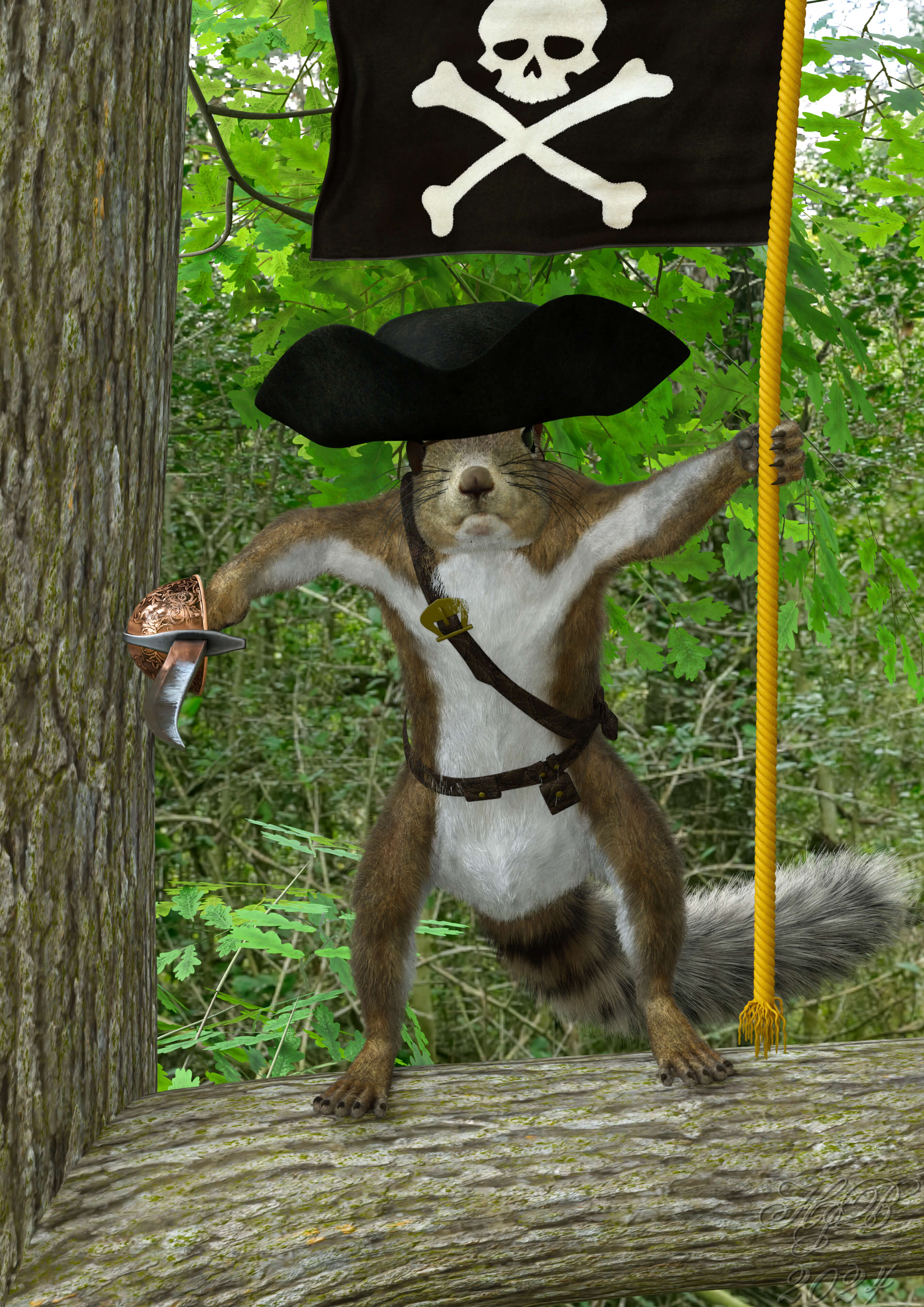 Your Nuts Are Mine 3D Render, Digital Art by Hajoba