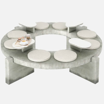 Round Concrete Bench for Street Cafe