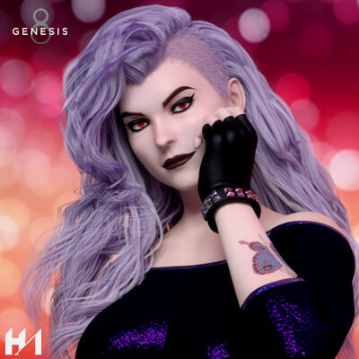 Leena Hellhound for Genesis 8.1 &amp 8 Female Human  Hair