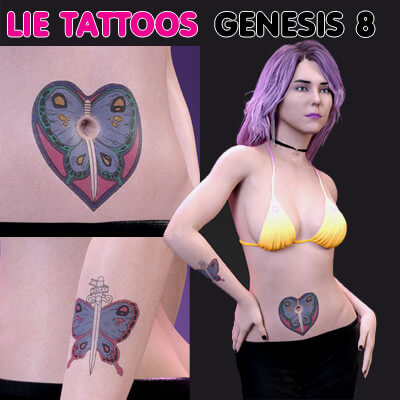 LIE Tattoo for Liza Genesis 8 and 8.1 Female