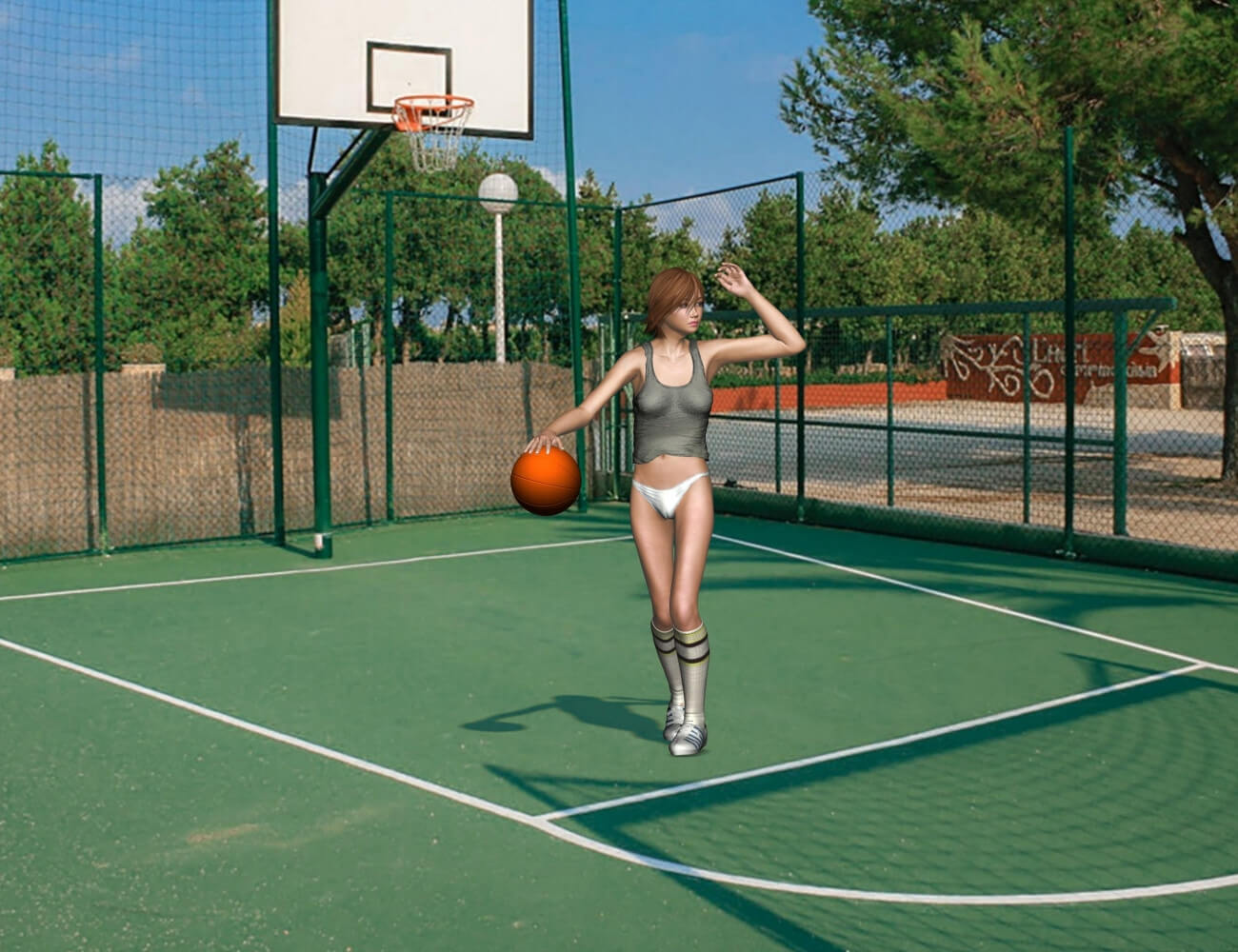 carol-at-basketball-court-3d-render-digital-art-by-harmony