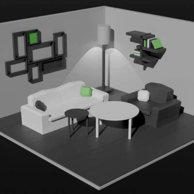 Low Poly Living Room 3D Model – Stylized Interior by haseebrehmanstudio