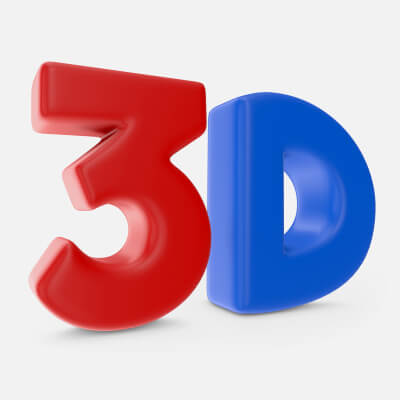 3D Text - Blue and Red