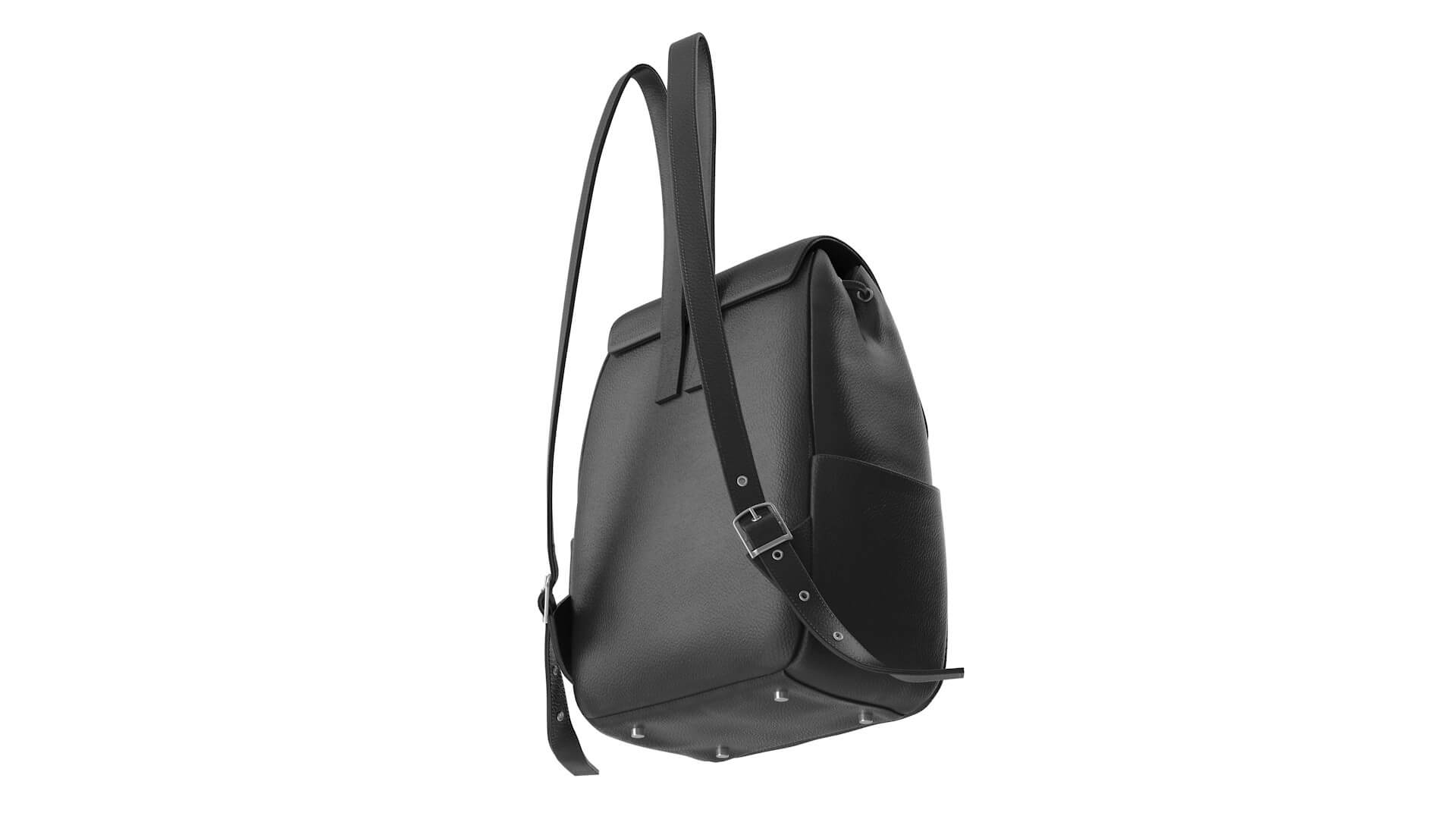 Black Leather Backpack 3D Model by hdpoly