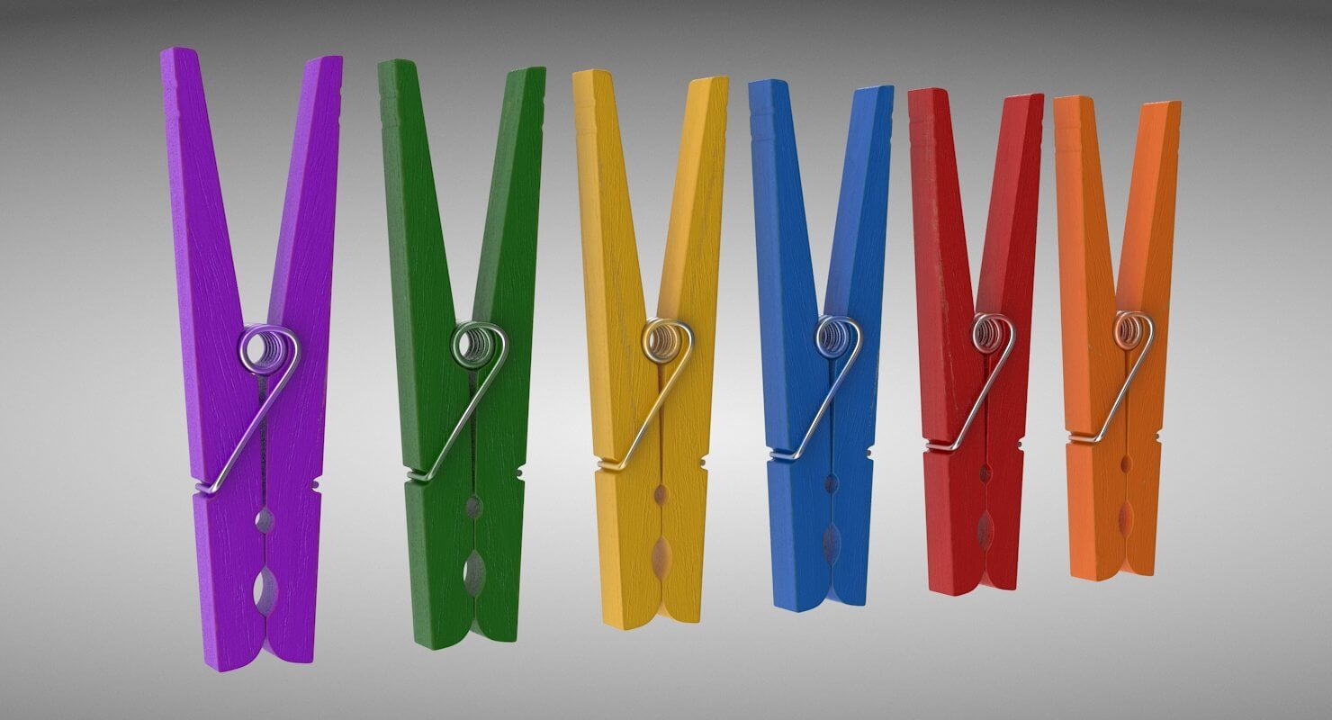 Colorful Clothespin 3D Model by hdpoly