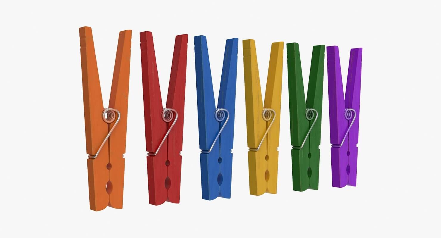 Colorful Clothespin 3D Model by hdpoly