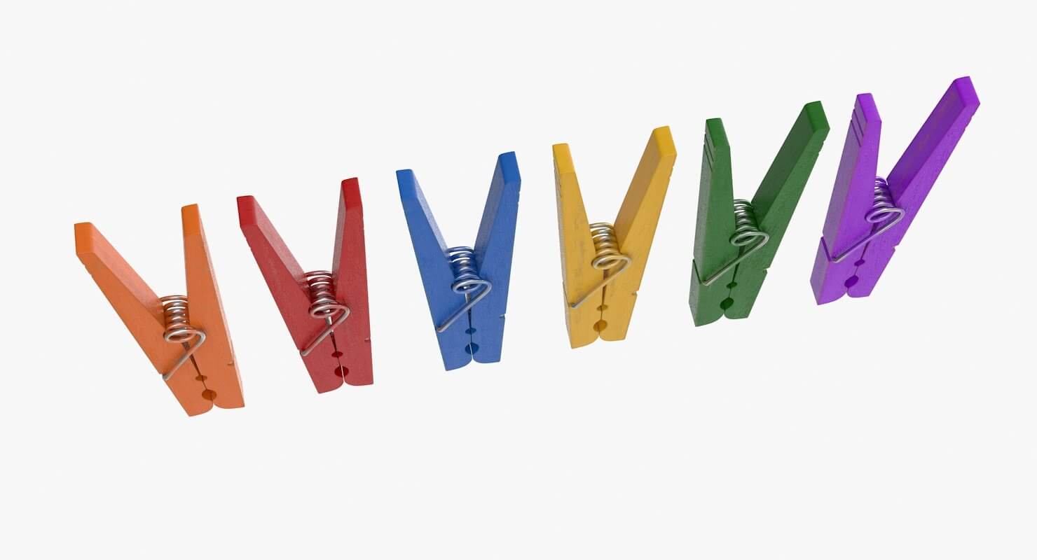 Colorful Clothespin 3D Model by hdpoly