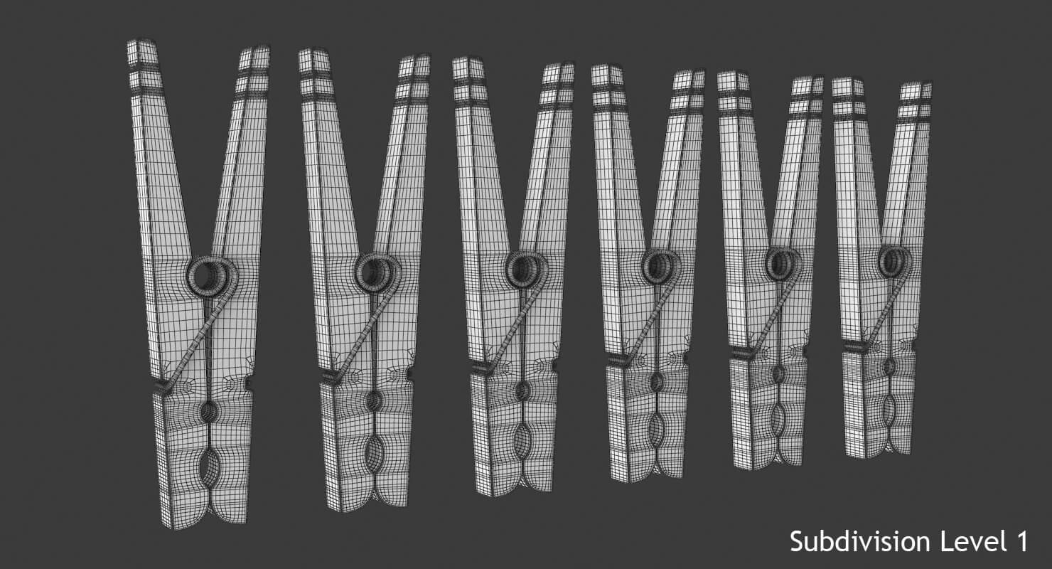 Colorful Clothespin 3D Model by hdpoly