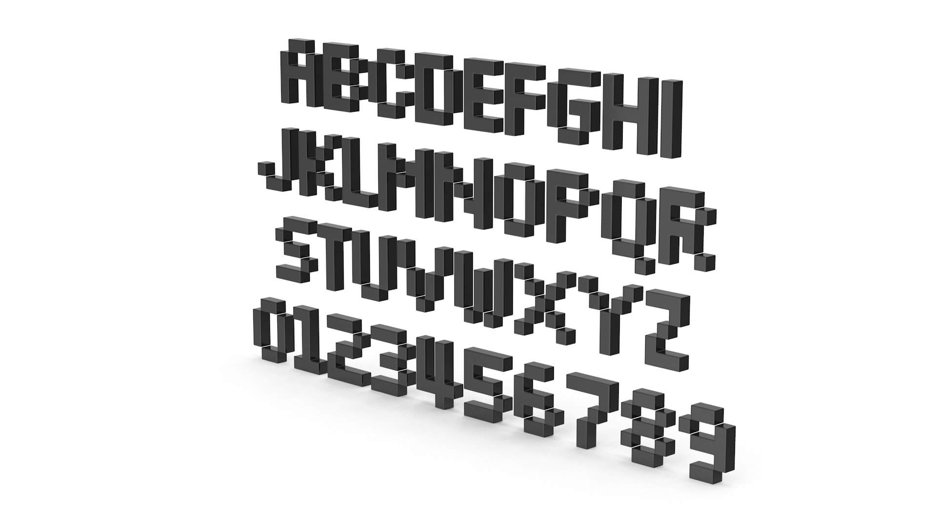 Pixel Font 3D Model By Hdpoly