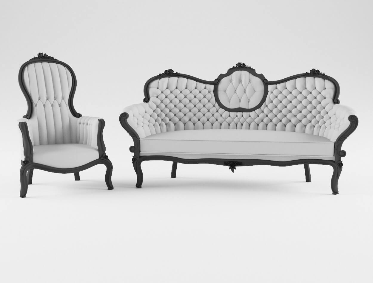 Victorian Sofa Set (VRay) 3D Model by Hdri_World