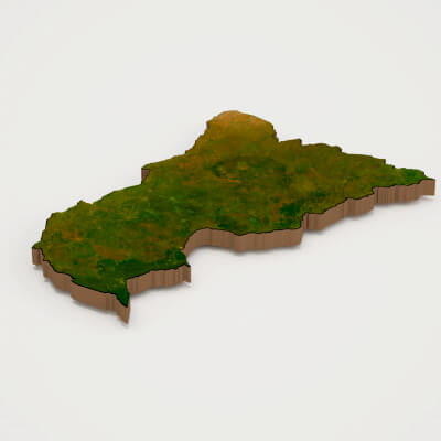Central African Republic Realistic 3D Terrain Map by Heat 3D