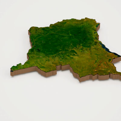 Democratic Republic of the Congo Realistic 3D Terrain Map by Heat 3D