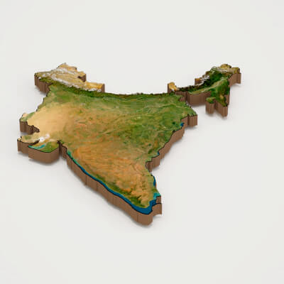 Realistic Map Ind India Realistic 3D Terrain Map by Heat 3D