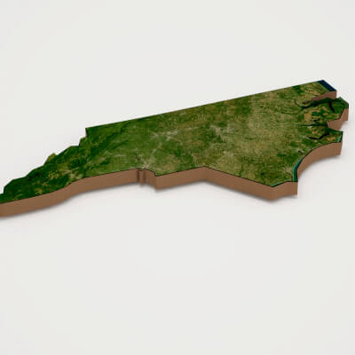 North Carolina Realistic 3D Terrain Map by Heat 3D
