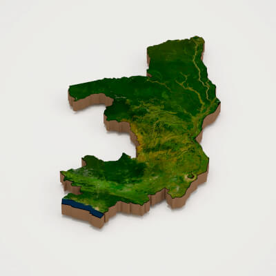 Republic of the Congo Realistic 3D Terrain Map by Heat 3D