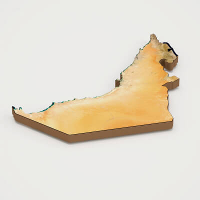 United Arab Emirates Realistic 3D Terrain Map by Heat 3D